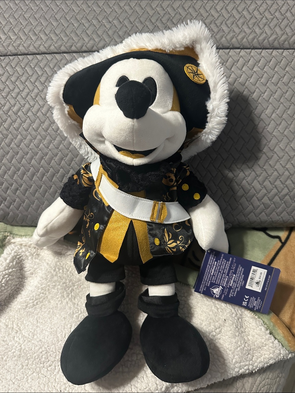 Disney Black, White & Gold Hooded Mickey Plush